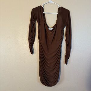 Club L London Chocolate Long Sleeve Dress 10